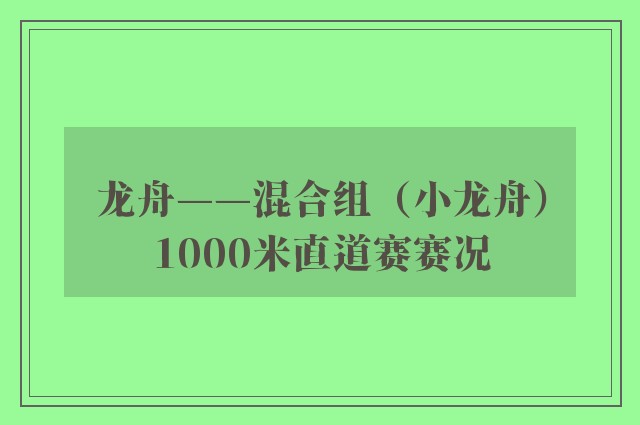 龙舟——混合组（小龙舟）1000米直道赛赛况